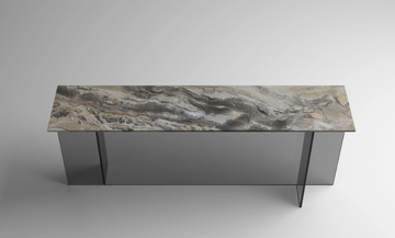 SESTANTE STONE - Rectangular console table with marble top and glass base by Tonelli Design - view 3